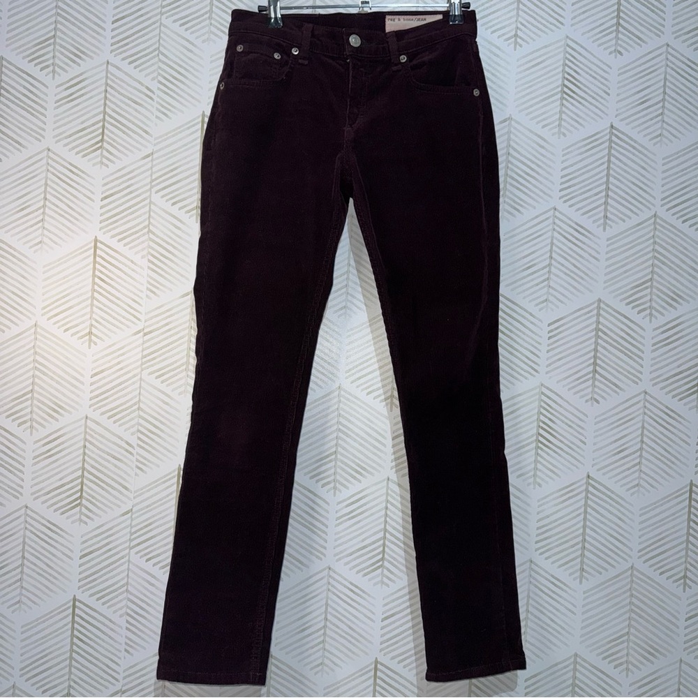 Rag & Bone Women's 25 Burgundy Red Corduroy Fabric Skinny Leg Pants
